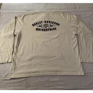 Harley Davidson Men’s Long Sleeve Shirt Size XL Beige 100% Cotton Patches